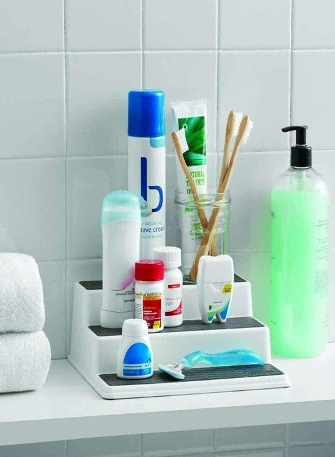 Sulfar Kitchen 3 Tiers Spice Racks Non-Skid Cabinet Shelf Organizer Bottle Rack Holder (White) - Image 4